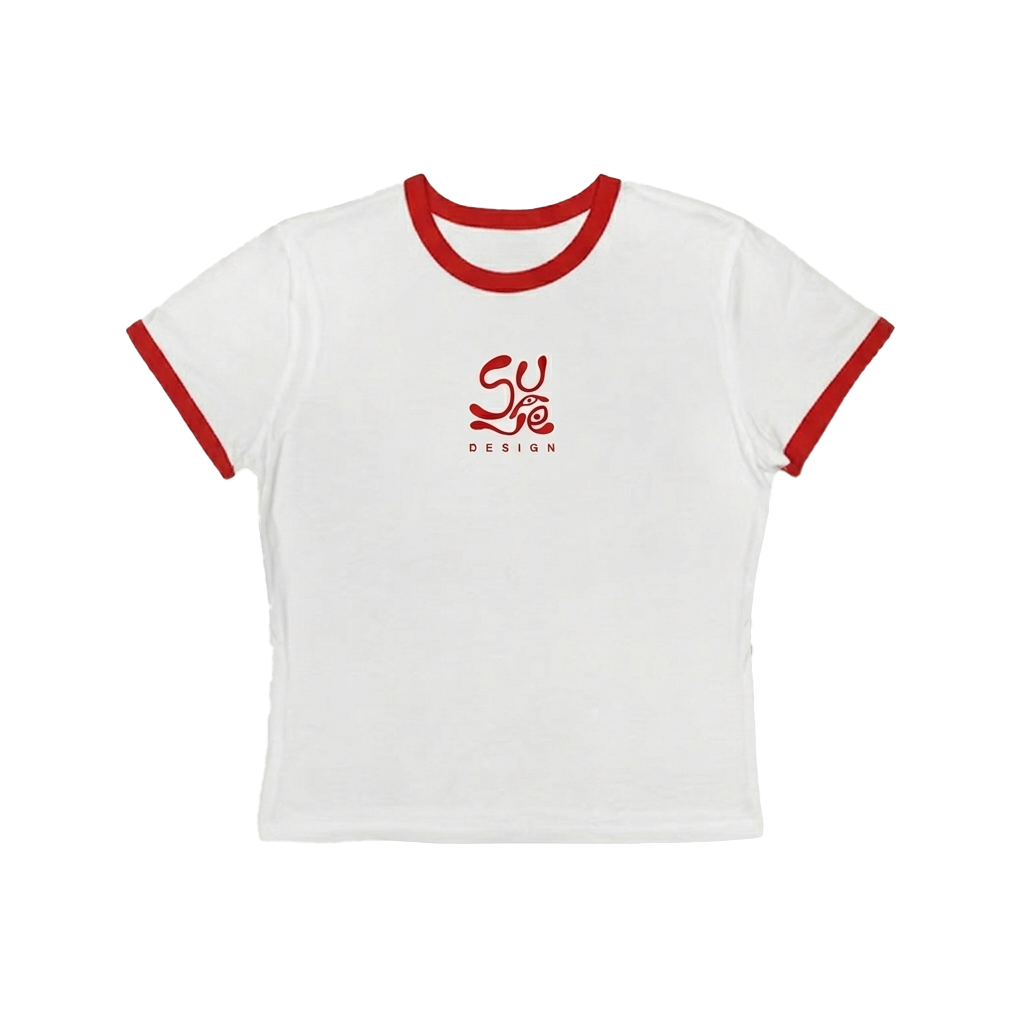 Suave Retro Girly Black and Red Ringer Tee