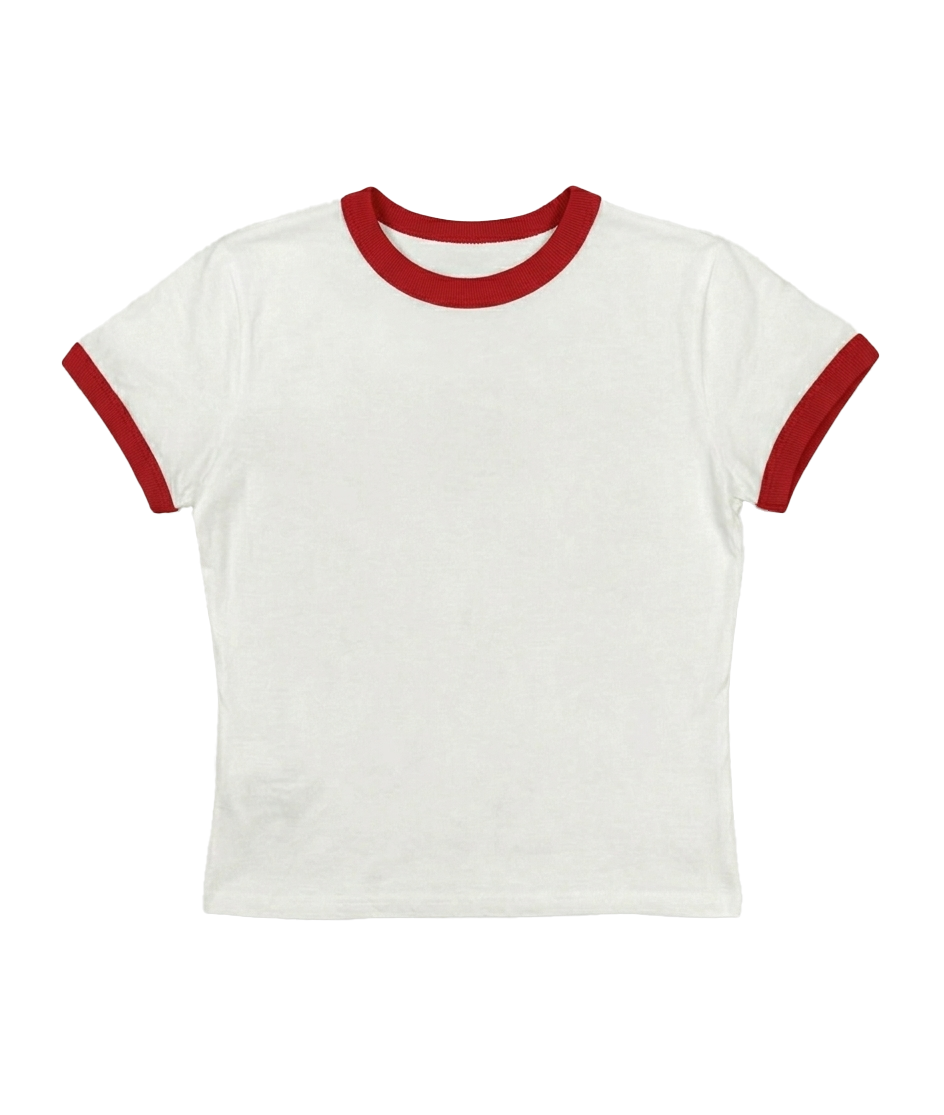 Suave Retro Girly Black and Red Ringer Tee