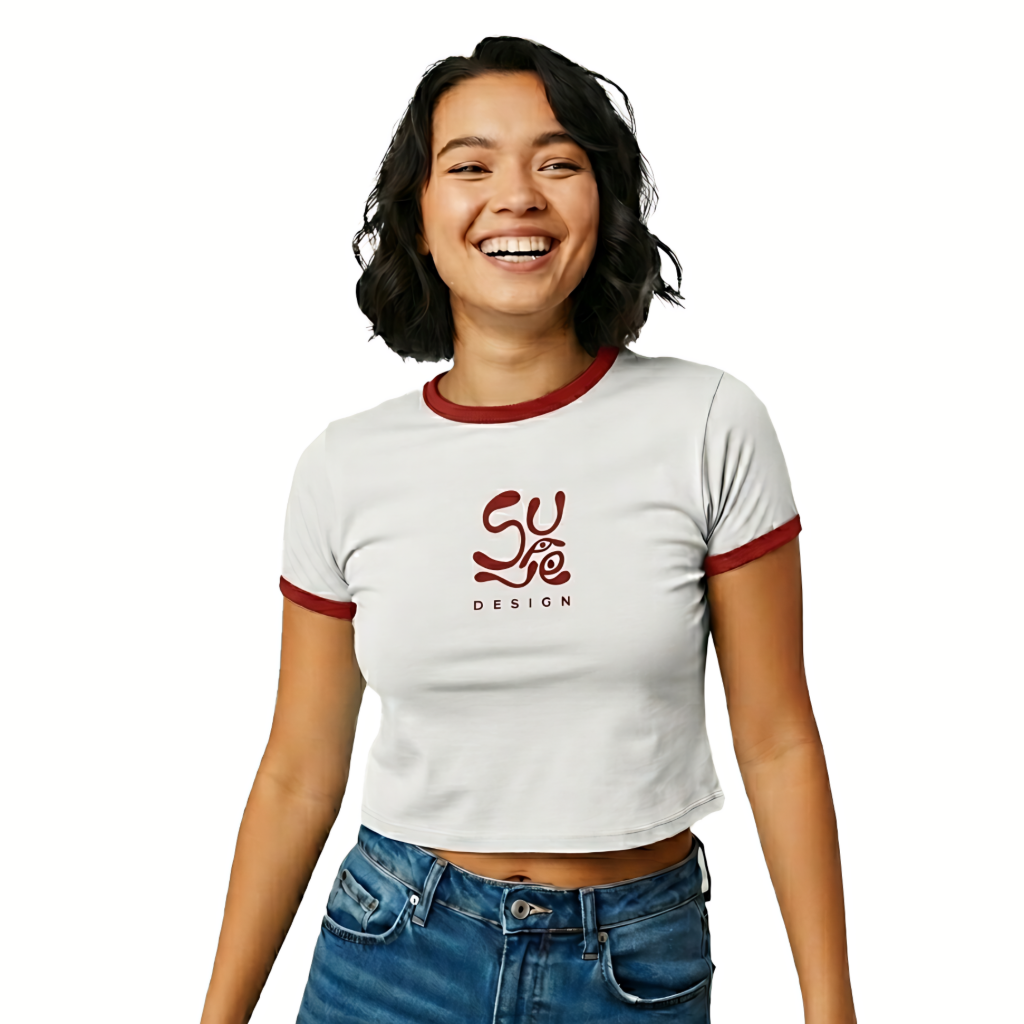 Suave Retro Girly Black and Red Ringer Tee