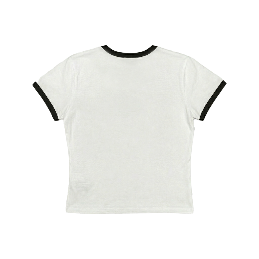 Suave Retro Girly Black and White Ringer Tee